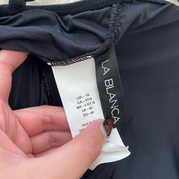 La Blanca Black One Piece Square Neck Neutral Ruched Island Goddess Swimsuit - Picture 11 of 11